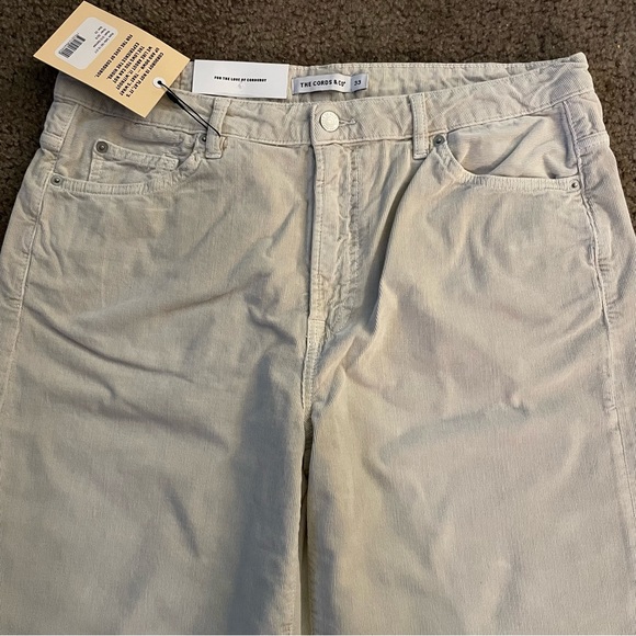 Anthropologie Corduroy Pants High Waist Cropped Straight Leg Size 33 Khaki NWT - Picture 3 of 10